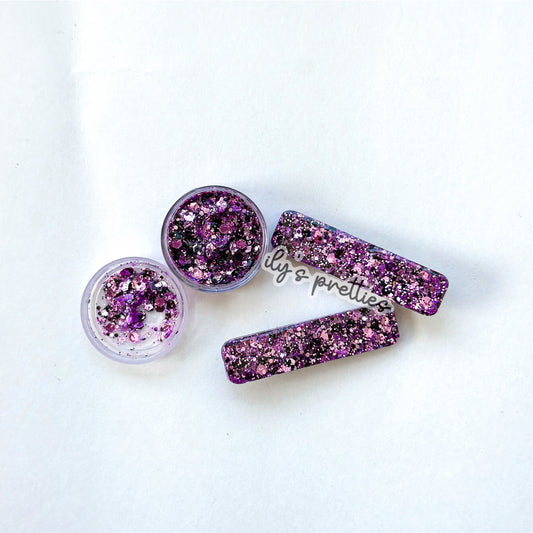 BLACK & PURPLE COQUETTE (resin clips)