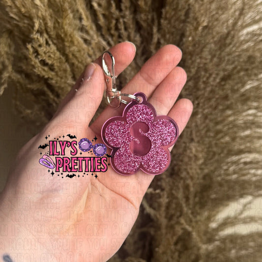 FLOWER INITIAL KEYCHAIN