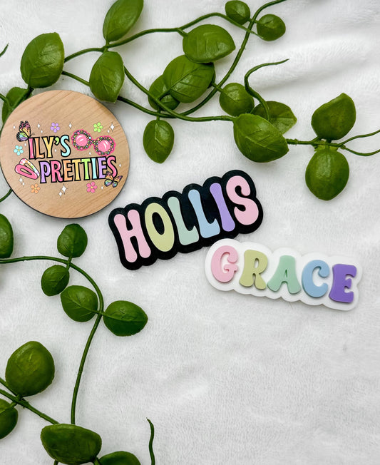 pastel rainbow name clip